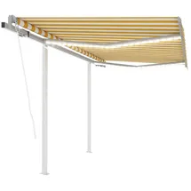 vidaXL Automatische Markise mit LED & Windsensor 3,5x2,5 m Gelb/Weiß - Gelb