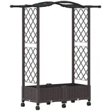 vidaXL Hochbeet mit Rankgitter und Dach 124 x 40 x 129 cm Braun