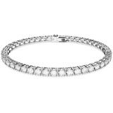 Swarovski Matrix Tennis Armband, Rhodiniertes Armkettchen mit Strahlenden Swarovski Kristallen