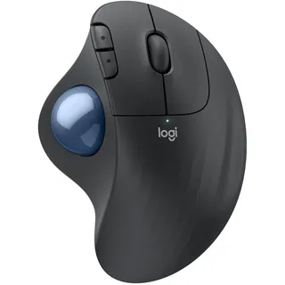 Logitech ERGO M575S kabellose Trackball-Maus, kabellose ergonomische Maus mit Bluetooth und verschlüsseltem Dongle, komfortable Daumensteuerung, für PC/Mac - Graphit