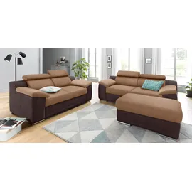 sit&more Couch Kunstleder 3-Sitzer Braun