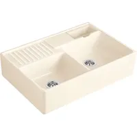 Villeroy & Boch Spülstein Doppelbecken crema + Excenterbetätigung