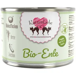 Katzenliebe 200 Gramm Katzennassfutter Sparpaket 24 x 200 Gramm Bio Ente mit Zucchini und Hirse