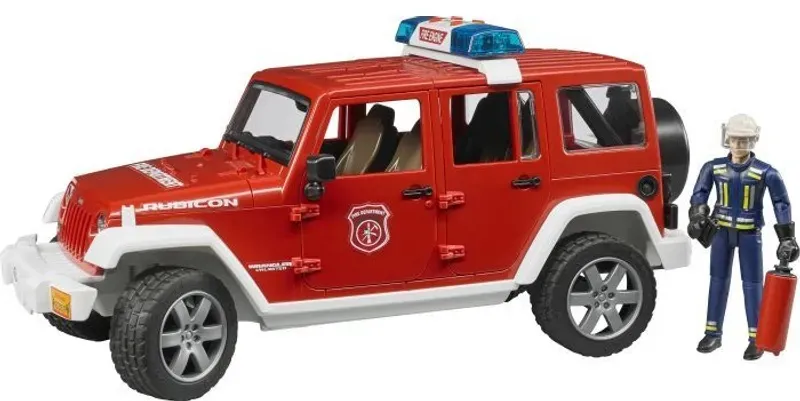 Bruder 02528 Jeep Wrangler Unlimited Rubicon Feuerwehrfahrzeug Mit Feuerwehrma