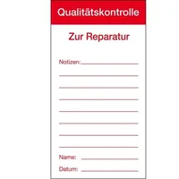 Lemax LEMAX® Qualitätsaufkleber Qualitätskontrolle-Zur Reparatur, Papier, 80x150mm,100/Block