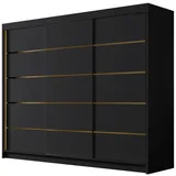 Mirjan24 Schiebetürenschrank, Schwarz, Metall, Rechteckig, 250x215x58 cm, Schlafzimmer, Kleiderschränke
