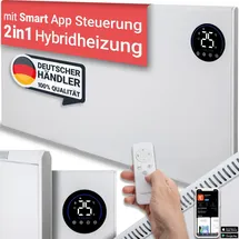 Heidenfeld Infrarotheizung Konvektor Heizung Hybrid HF-HP150 - Steuerung via App | Fernbedienung | Touch-Bedienfeld | Thermostat | 1000 Watt bis 25... | Weiß