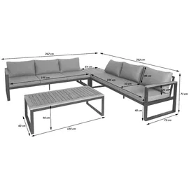 Mendler HWC-L26 Lounge-Set dunkelgrau