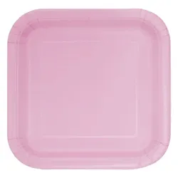 14 eckige Teller rosa