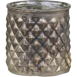 Chic Antique Teelichthalter mit Diamanten Muster, H8/D7,5 cm antik bronze