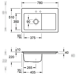 Villeroy & Boch Subway 45 links crema + Excenterbetätigung