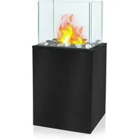 Bioethanol Kamin Indoor Outdoor Feuersäule mit Edelstahl Sockel & Gehärtetes Glas & Explosionsgeschützter Stein Stand-Etanol-Kamin Tischkamin