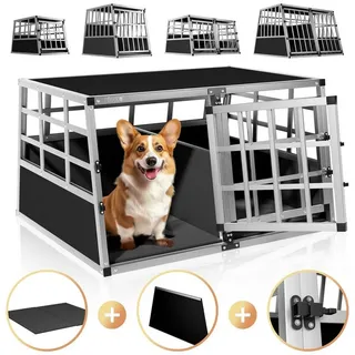 CADOCA Hundetransportbox XL robust verschließbar aus Aluminium Autotransportbox Tiertransportbox