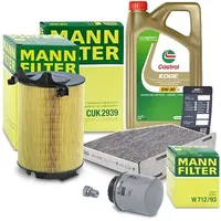 Mann-filter Inspektionspaket A + 5L CASTROL EDGE FST 5W-30 LL für Audi, Seat, Skoda, VW