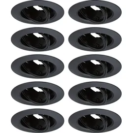 Paulmann Einbauleuchte 10er Set rund 90mm Schwarz