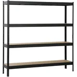 SCHULTE Regalwelt Schwerlastregal MDF 180x180x40 cm schwarz 4 Böden