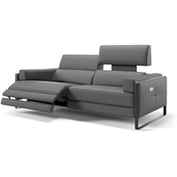 Sofanella 3-Sitzer Sofanella 3-Sitzer MILO Ledersofa Relaxsofa Couch in Grau grau