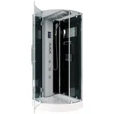 AcquaVapore Komplettdusche D37-23L1-ALL Dusche Duschtempel Duschkabine -Th. 100x100, Sicherheitsglas ESG, inklusive Duschwanne, Höhenverstellbar, Gehärtetes Glas, Integrierte Massagedüsen, Multimedi schwarz