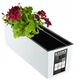 Kadax Blumenkasten mit Einsatz, 18 x 56 cm, Ritzmuster, Weiß,