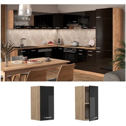 Vicco Hängeschrank Küchenschrank R-Line Solid Eiche Schwarz 30 cm modern