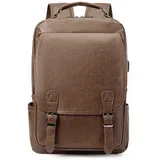 FANDARE Rucksack Laptop Wasserdicht Handgepäck Rucksack Wasserdicht PU-Leder Schulrucksack Herren Damen mit USB-Ladeanschluss Rucksäcke für Business Arbeit Reise Schulranzen Daypacks Khaki