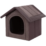 PillowPrim Hundehütte Hundehöhle Hundebett Hundehaus Katzenhöhle Tierbett XL - 60x55 cm braunes Öko-Leder