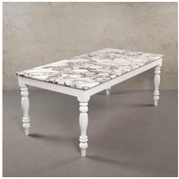 MAGNA Atelier Esstisch LOUISIANA mit Marmor Tischplatte, Küchentisch, Eichenholz, Naturstein, nachhaltig, 200x100x75cm weiß 160 cm