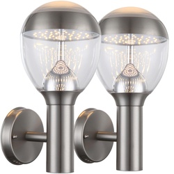 2er Set LED 11 Watt Outdoor Wand Leuchte Edelstahl Veranda Lampe dunkelgrau