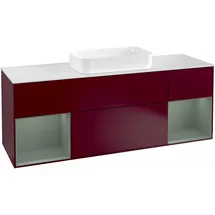 Villeroy & Boch Finion Waschtischunterschrank G331GMHB 160cm, Abdeckplatte white matt, Emotion, Regale Olive matt lacquer, Peony Matt