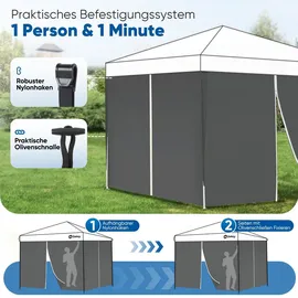 Sekey Seitenwände für Pavillon 3x3 2 Stück 3 x 3 m Grau