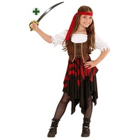 Karneval-Klamotten Piraten-Kostüm Piratin Kinder Mädchen Piratenbraut Kinderkostüm schwarz-rot-weiß-braun inkl. Piraten-Säbel