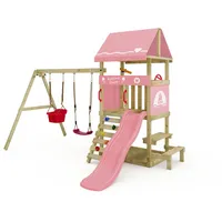 Wickey Spielturm DinkyHouse mit Rutsche, und Picknicktisch & pastellpink
