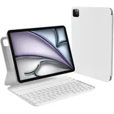 HOU Tastatur Hülle für iPad Air 6 11 Zoll, iPad Pro 11 Hülle mit Tastatur (4./3./2./1st),Kompatibel mit iPad Air 5, iPad Air 4. Generation, Ultra Slim,Verstellbarer Ständer,QWERTZ,Weiß