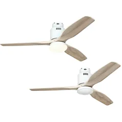 AERODYNAMIX ECO 132, Ventilator mit Licht Weiß und helles Holz, CasaFan