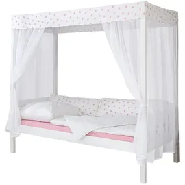 TICAA Himmelbett "Weiß-Rosa" 310 Kiefer Weiß (Weiß/Rosa Stern)