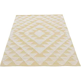 carpetfine Baumwollteppich Kelim Durry robuster Flachgewebe-Teppich Gelb 80x150 cm für Wohnzimmer, Schlafzimmer & Kinderzimmer
