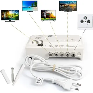 Nedis Antennenverstärker 4-fach 20dB Verstärker für DVB-C Kabelanschluss HD Rece