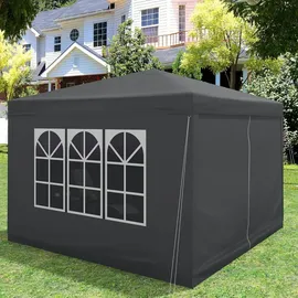 Woltu Faltpavillon 3 x 3 m inkl. 4 Seitenteile Anthrazit
