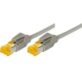 Tecline Patchkabel Cat. 6A (ISO/IEC), S/FTP, hochflexibel, Kupfer, PoE, Rastnasenschutz, grau, 1,0 m