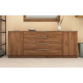 borchardt Möbel Kommode BORCHARDT MÖBEL "Oliva, Kommode mit Metallgriffen", braun (eichefarben vintage), B:200cm H:78cm T:35cm, Holzwerkstoff, Sideboards, Kommode, Breite 200 cm, mit 4 Schubkästen