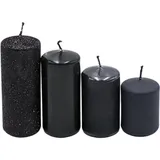 Dekohelden24 Gestufte Stumpenkerzen H 5-10 cm Ø 4 cm schwarz