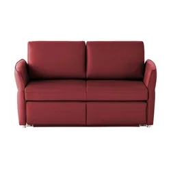 Schlafsofa mit Sitz- und Rückenbezug aus Echtleder ¦ rot ¦ Maße (cm): B: 160 H: 89 T: 85