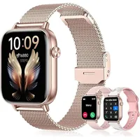Smartwatch für Damen Herren mit Telefonfunktion mit Pulsmesser SpO2 Schlafmonitor Schrittzähler IP68 Wasserdicht,120+ Sportmodi Fitness Tracker - Rosa