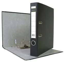Midori 600 x Akten-Ordner PP A4 50 mm Schwarz Kunststoff Archiv Büroordner Ringordner