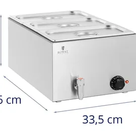 Royal Catering Bain Marie 600 W 3 GN 1/3 Ablasshahn
