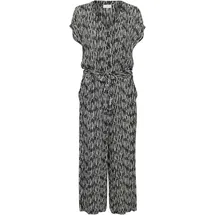 Kaffe Jumpsuit "Overall KAmille", Damen, Gr. 36, N-Gr, schwarz (schwarz, chalk graphic lines), Obermaterial: 100% Viskose LENZING ECOVERO CV LenzEcov., Overalls Jumpsuit