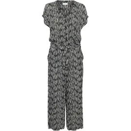 Kaffe Jumpsuit "Overall KAmille", Damen, Gr. 36, N-Gr, schwarz (schwarz, chalk graphic lines), Obermaterial: 100% Viskose LENZING ECOVERO CV LenzEcov., Overalls Jumpsuit
