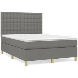 vidaXL Boxspringbett 140 x 200 cm Dunkelgrau