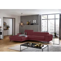 W.Schillig Ecksofa »piedroo, Designsofa mit tollem Sitzkomfort, L-Form«, Kopfteilverstellung, wahlweise mit Sitztiefenverstellung, Breite 303cm rot
