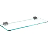 bijon Glasregal Glasablage Wandregal Glas Bad-Regal Glas Badezimmer Regal Badablage Ablageregal - 8mm Hartglas, 100 x 20 cm, Klarglas + Halterung D - Edelstahl Optik